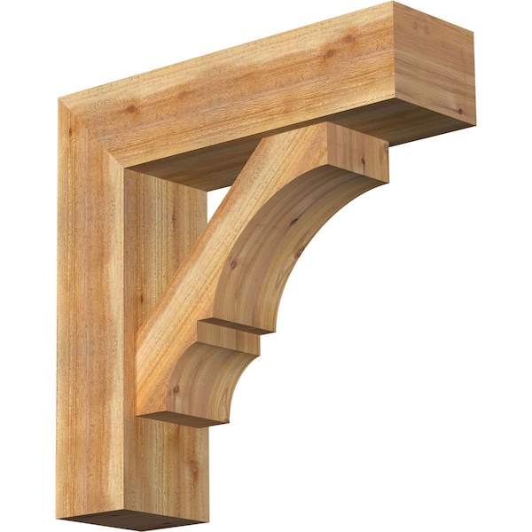 Ekena Millwork Balboa Block Rough Sawn Bracket w/ Offset Brace, Western Red Cedar, 8"W x 28"D x 28"H BKT0806X28X28BOA05RWR - main
